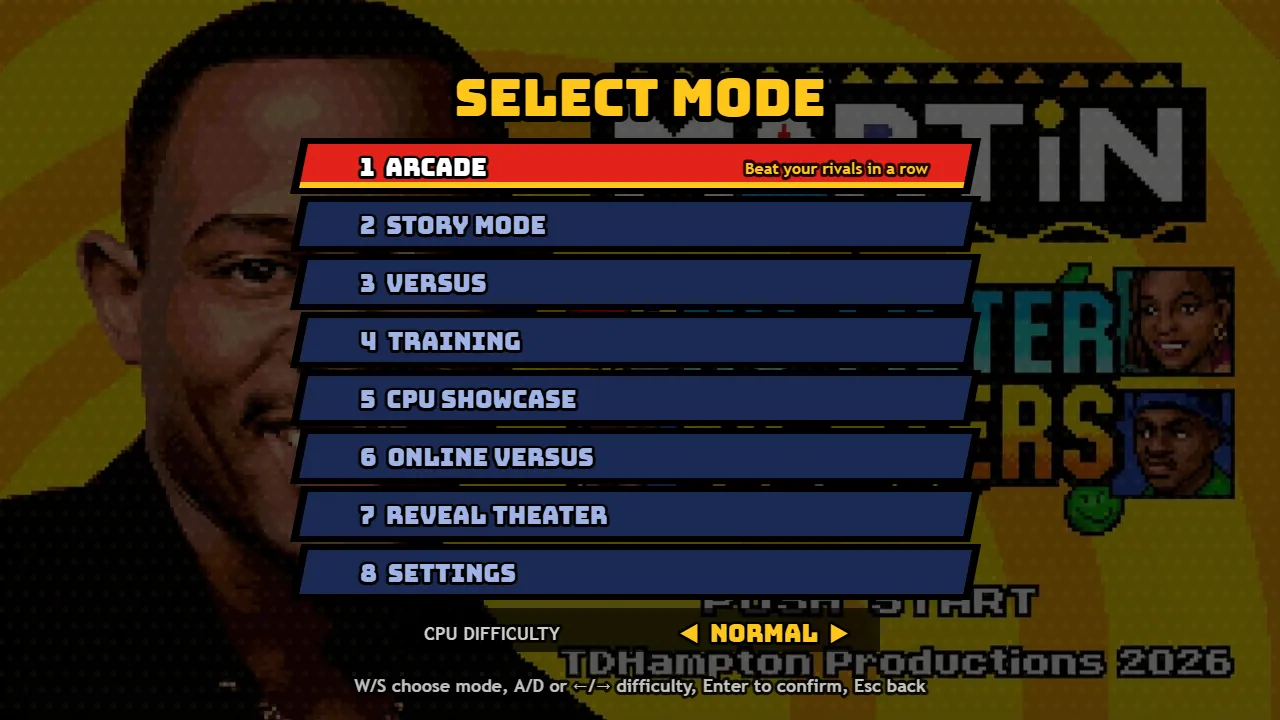 The v12.9 mode menu. Training is the fourth option.