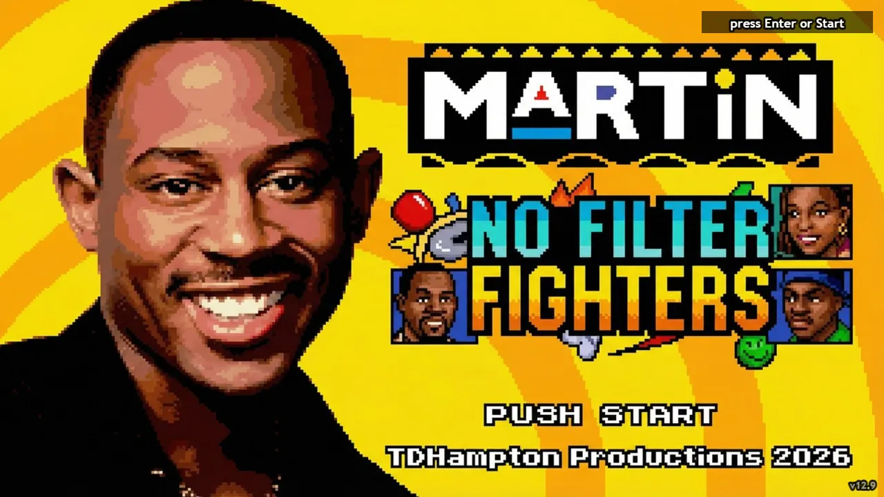 The actual v12.9 title screen. Press Enter inside the game.